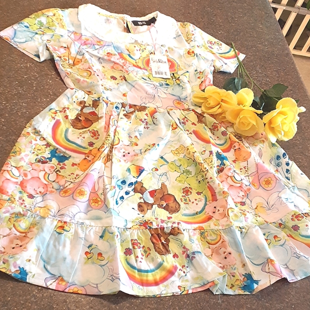 Iron Fist Juniors Spring Fling Carebears Short Sleeve Colorful Lace Dress,S/M/M - Picture 1 of 4